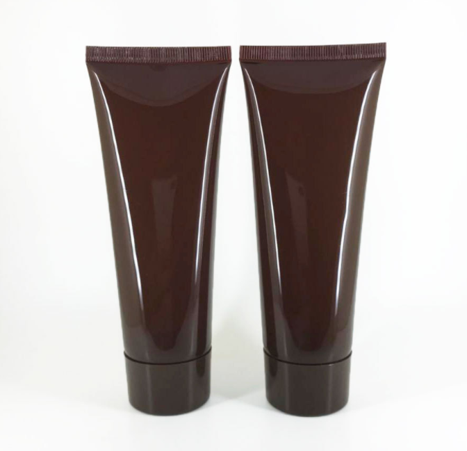 50ml 100ml 200ml PE plastic shiny brown matt brown white cream soft tube cleanser tube hand lotion tube with black flip lid