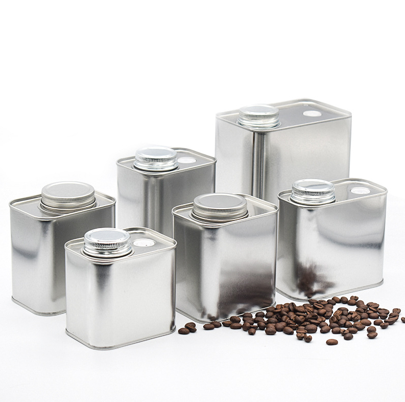 Metal tea tin can tinplate cans Square Rectangle Aluminum Tin Candy jar Metal Box coffee tin can packaging christmas gift box