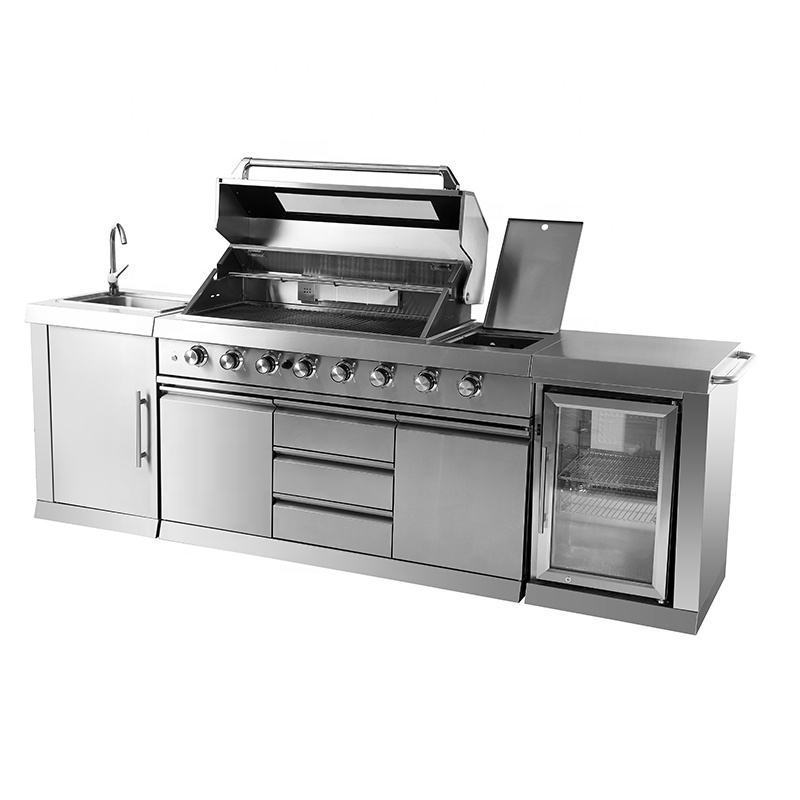 luxury gas grill customized pizza oven with sink fridge modular barbecue steel cabinet outdoor kitchen bbq island