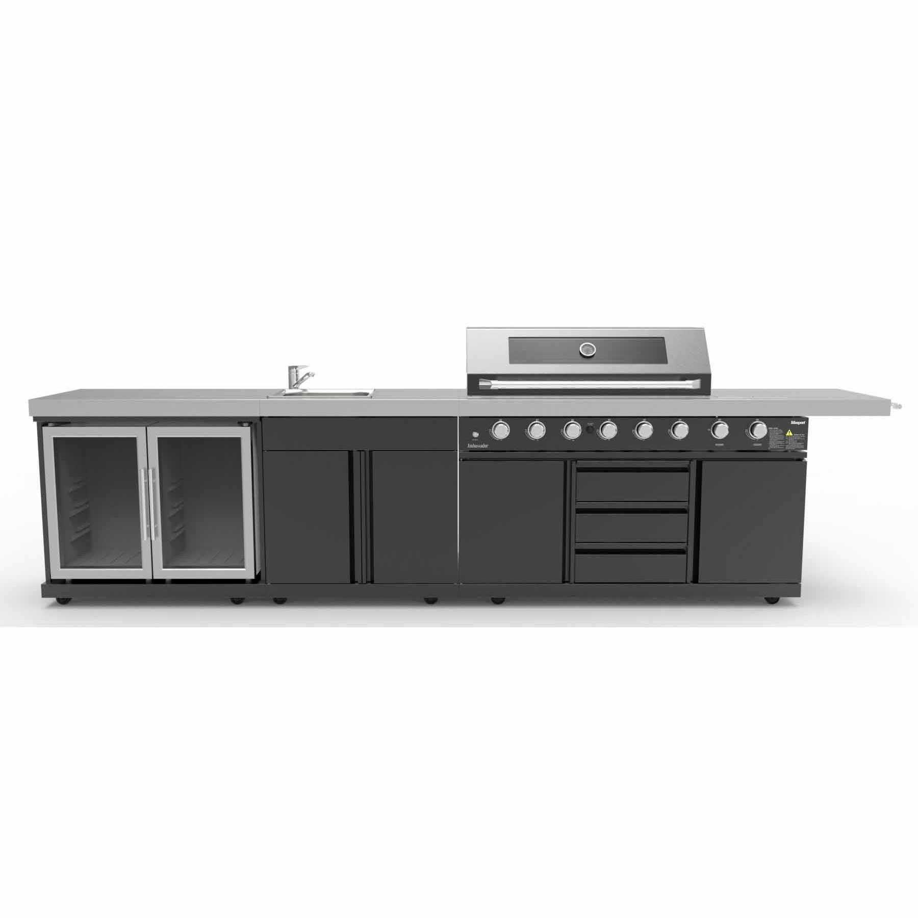 Professional Custom Aluminum Alloy Gas Grill with Refrirator Outdoor Kitchen with Simple Operation Powder Coated Finish