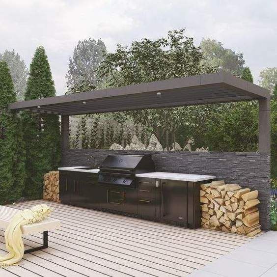 Custom Powder Coated Aluminum Alloy Outdoor Kitchen Gas Grill Pergola Frame for Outdoor Cooking