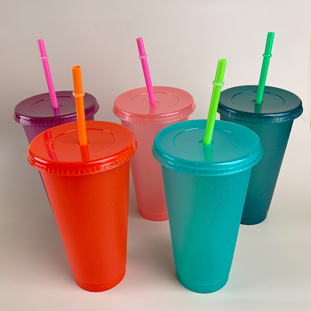 BPA Free 16oz 24 oz Creativity Reusable Stadium Cups Portable Clod tumbler Wholesale Plastic Mug With Straw