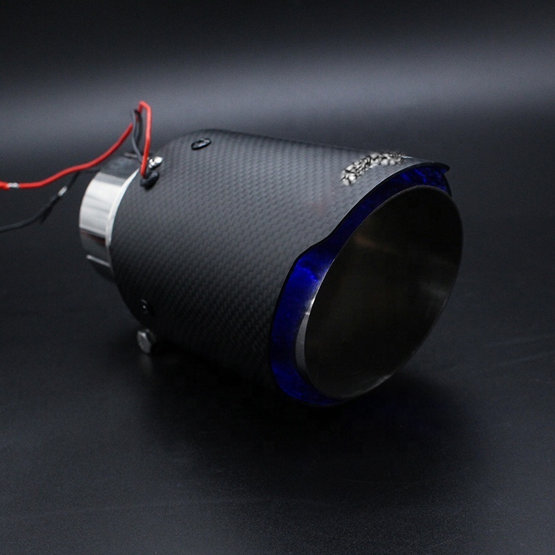 Led Car Verlichting Auto Lights Refit Carbon Fiber Ak Exhaust Pipes Tips+Exhaust Pipe With Led Light Red Blue