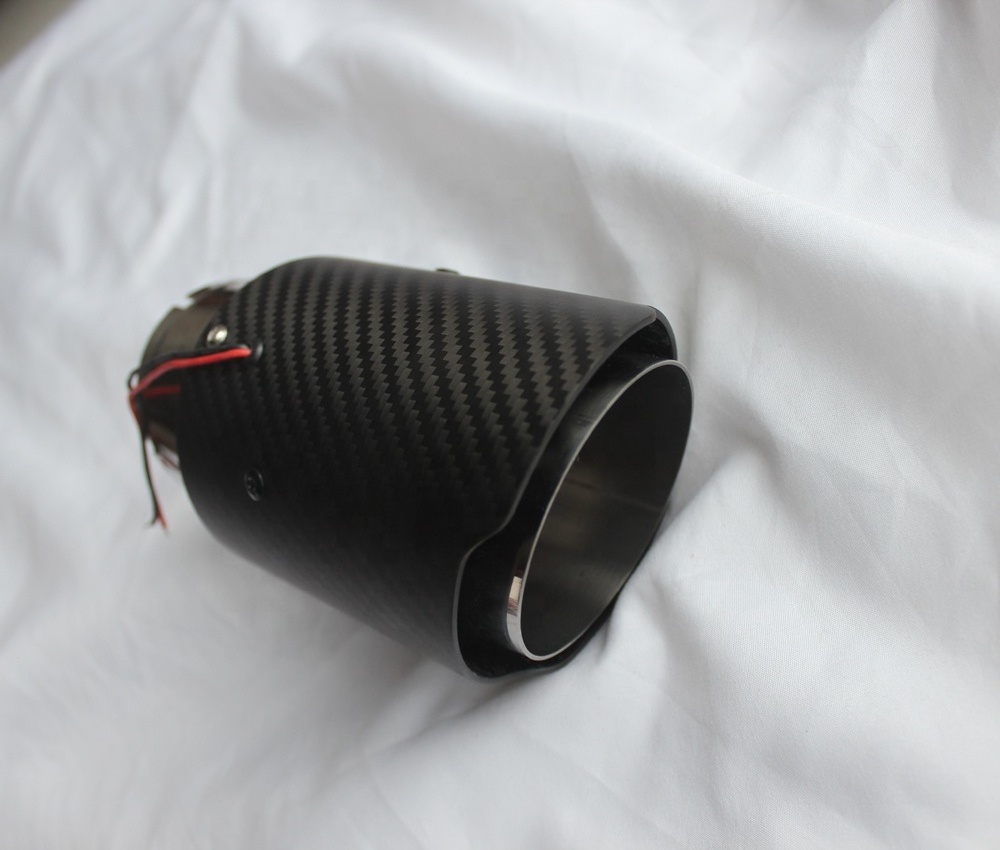 Universal Car Exhaust Led Muffler Tip+Led Light Carbon Fiber Ak Exhaust Tips