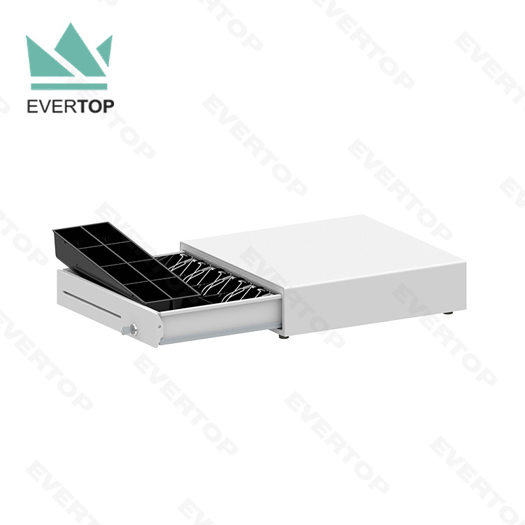 LSCB-01 POS System Slide Secure Safe Best Cash Register Drawer Black RJ12 Key Lock with Removable Tray Media Slot Cash Drawer