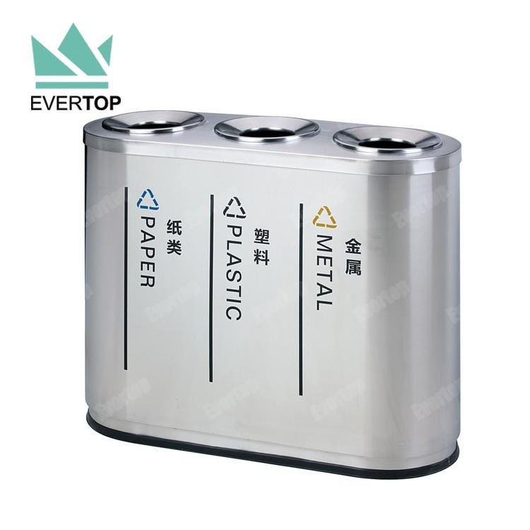 Sort Stainless Steel Blue Black Hotel Shop Trash Bin Can, Public Garbage Storage Trash Bin Indoor Mirror Surface Dustbin