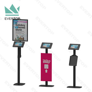 LSF05-C 10inch - 15inch VESA Mount Floor Tablet PC Kiosk, Custom Free Standing Tablet pc Kiosk with Banner Rack Brochure Holder