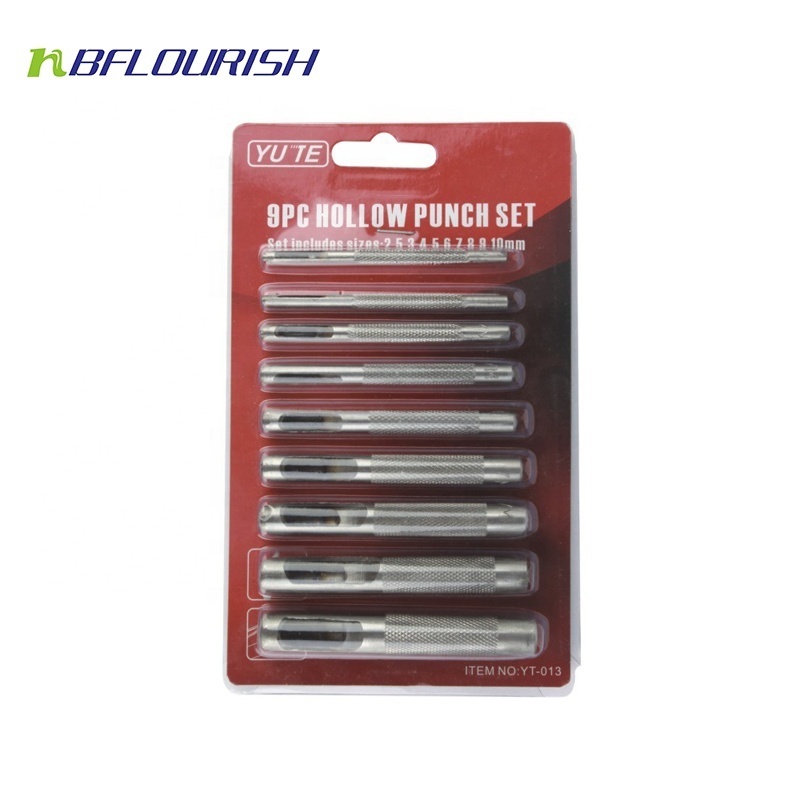 FLOURISH  9PCS 45# steel polishing leather hole punch hollow punch set /metal hole punch set