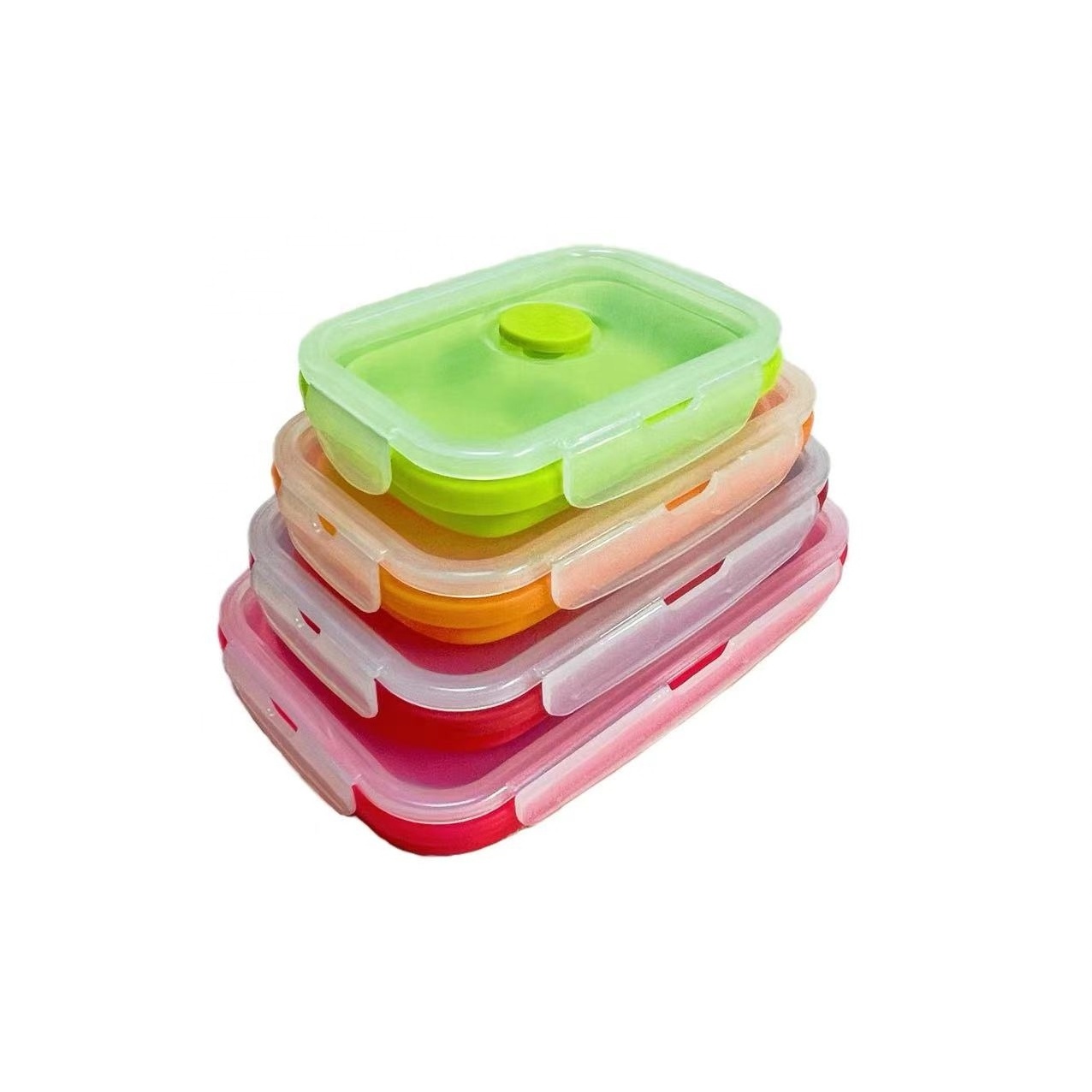 4PCS Silicone Collapsible Bento Folding Food Storage Container Leakproof Lunch Box Portable Outdoor Picnic Rectangle