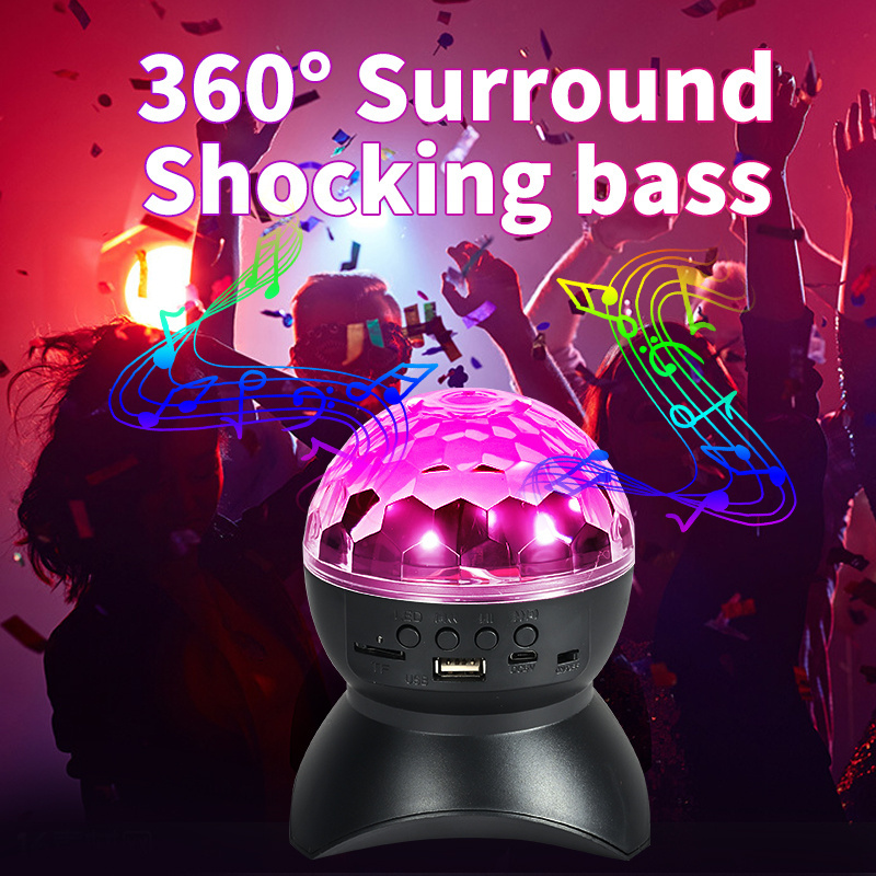 LED Stage Light With Wireless Bluetooth Speaker for Party Bar Club Rechargeable RGB Crystal Magic Ball Light Disco Light