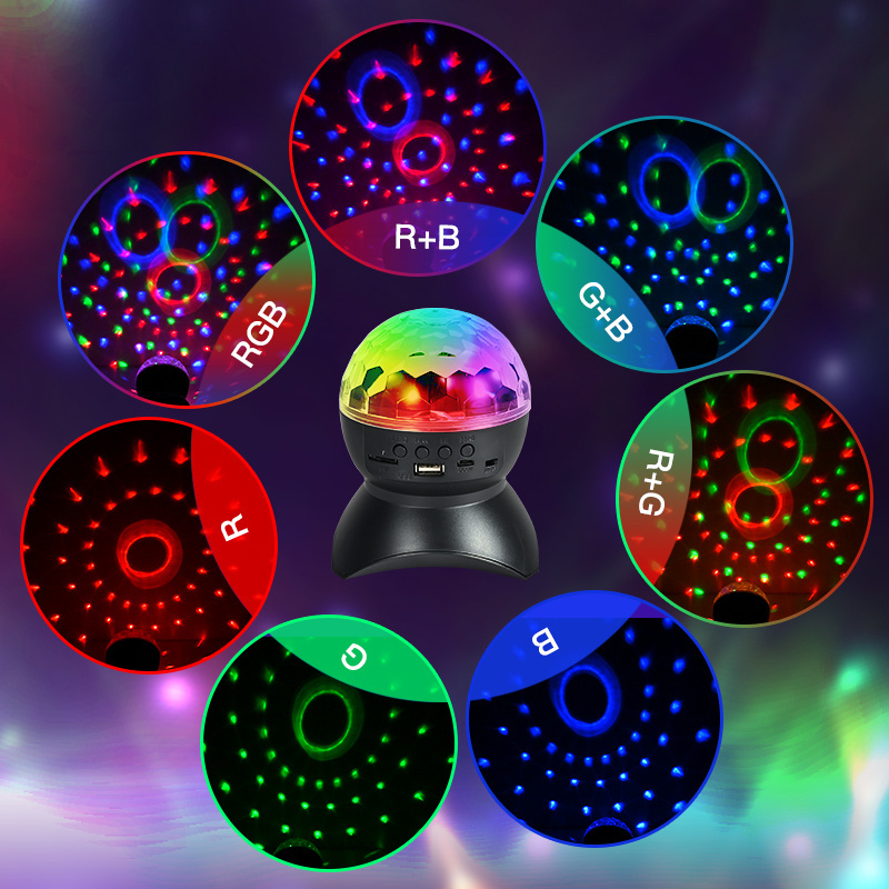 LED Stage Light With Wireless Bluetooth Speaker for Party Bar Club Rechargeable RGB Crystal Magic Ball Light Disco Light