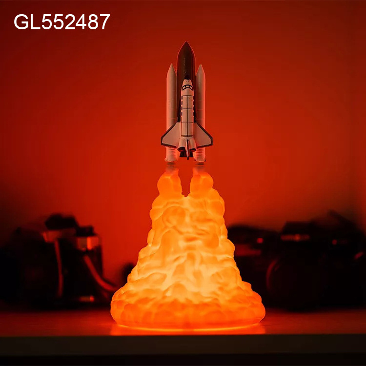 3D Print Rocket Lamp Space Shuttle Lamp Night Light with USB Rechargeable For Rocket Lovers