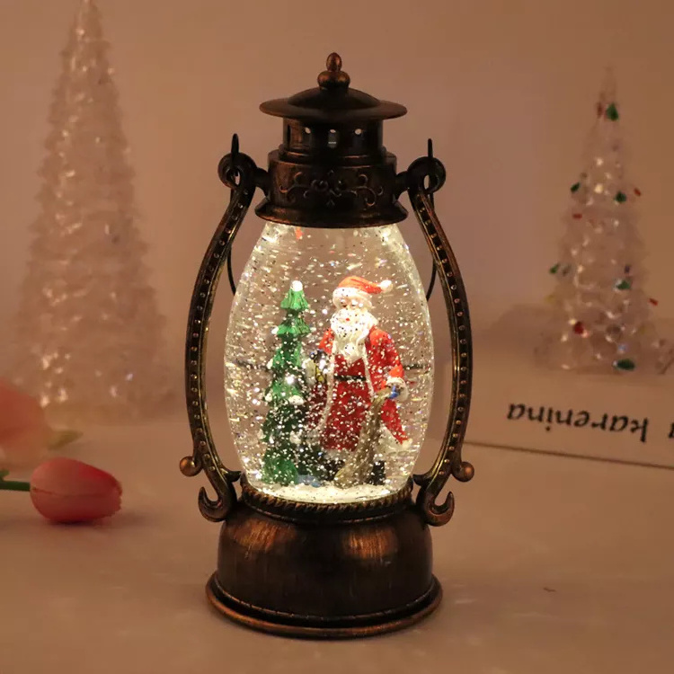 Custom LED Christmas Water Lantern Candlestick Creative Hanging Wind Lamp With Music Christmas Indoor Decorative Night Light