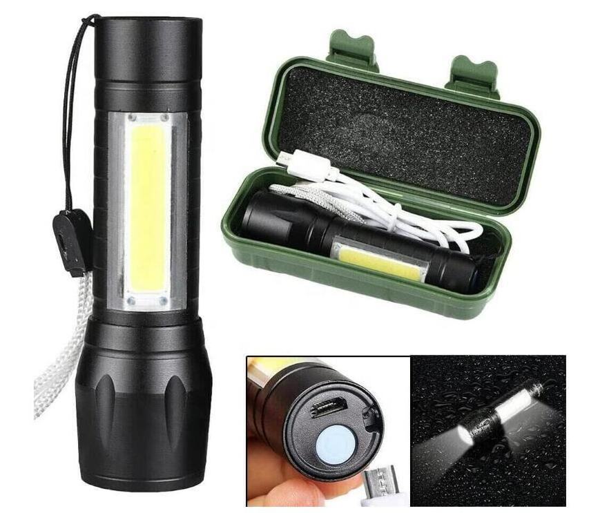 LED flashlight mini, New design zoomable led flashlights Aluminum rechargeable led flashlight waterproof with case