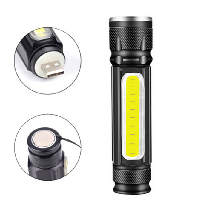 Magnetic Self Defensive Tactical Flashlight Night Vision Outdoor Fishing Keyring Ultrafire Manker Zoom Flashlight Rechargeable