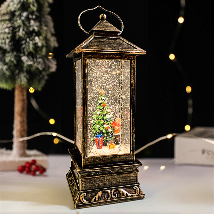 Battery Operated Santa Claus Night Light LED Christmas Water Lantern Wind Lamp With Liquid Glitter Christmas Decoration Lights