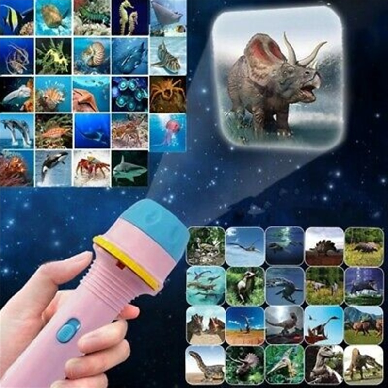 Portable Mini Projector Lamp Kids Animation Cartoon Flashlight Projector Toys Kids Flashlight