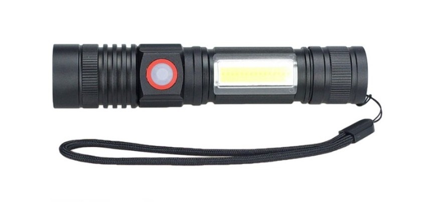 Zoomable Strobe High Power Led Torch Flashlight Rechargeable Baton  Tactical Flashlight Black White