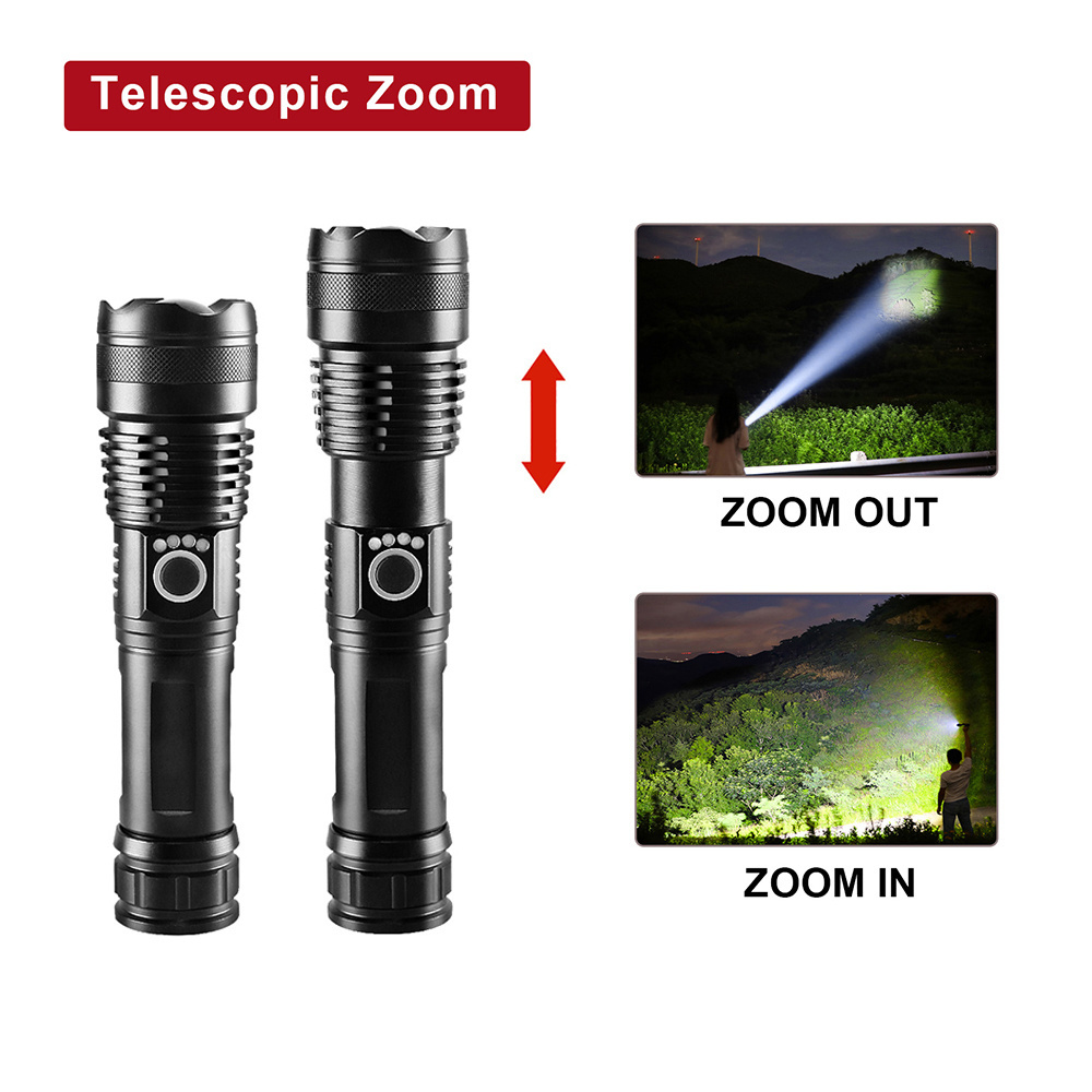 High Power USB Rechargeable Tactical Flashlight LED Torch Flashlight XHP50 1000 Lumen Outdoor Hunting Camping Zoom Waterproof 70