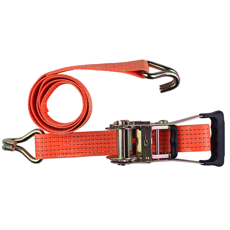 2 inch retractable ratchet strap with double J hooks for heavy duty Polyester ratchet tie down belts