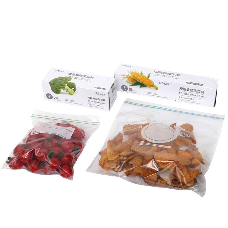 Kitchen refrigerator food fresh bag for meat fish fruit double zip lock bag