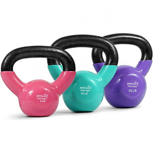 China Gym Fitness Cast Iron Vinyl Coated Kettlebells weights set Strength Core Training Weightlifting kettlebell