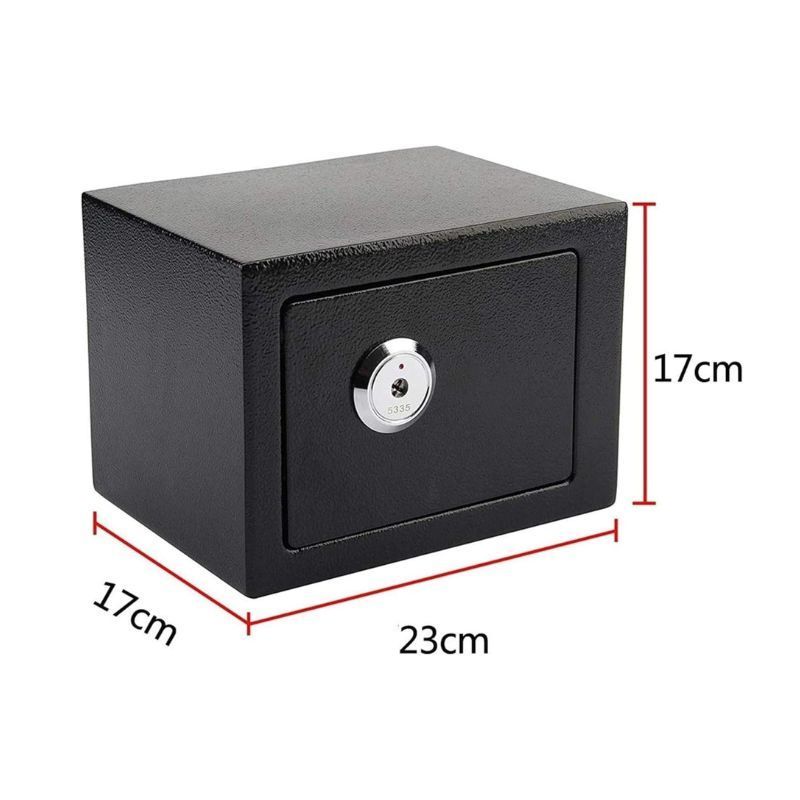 Steel Mechanical Home Safety Box with Key Lock Small Durable Hard Safe for Money Cash Deposit Jewelry File