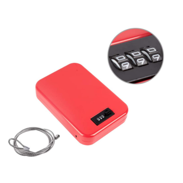 Small Portable car travelling gun safe with combination lock security cable