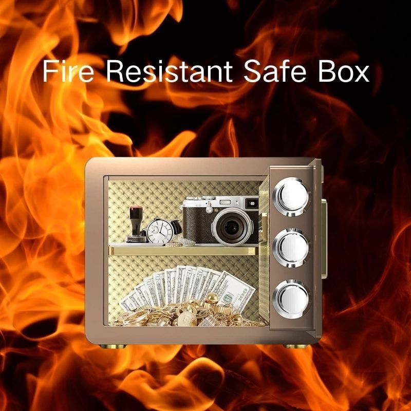 Golden safe box for money fireproof fire resistant cabinet locker electronic lock keys