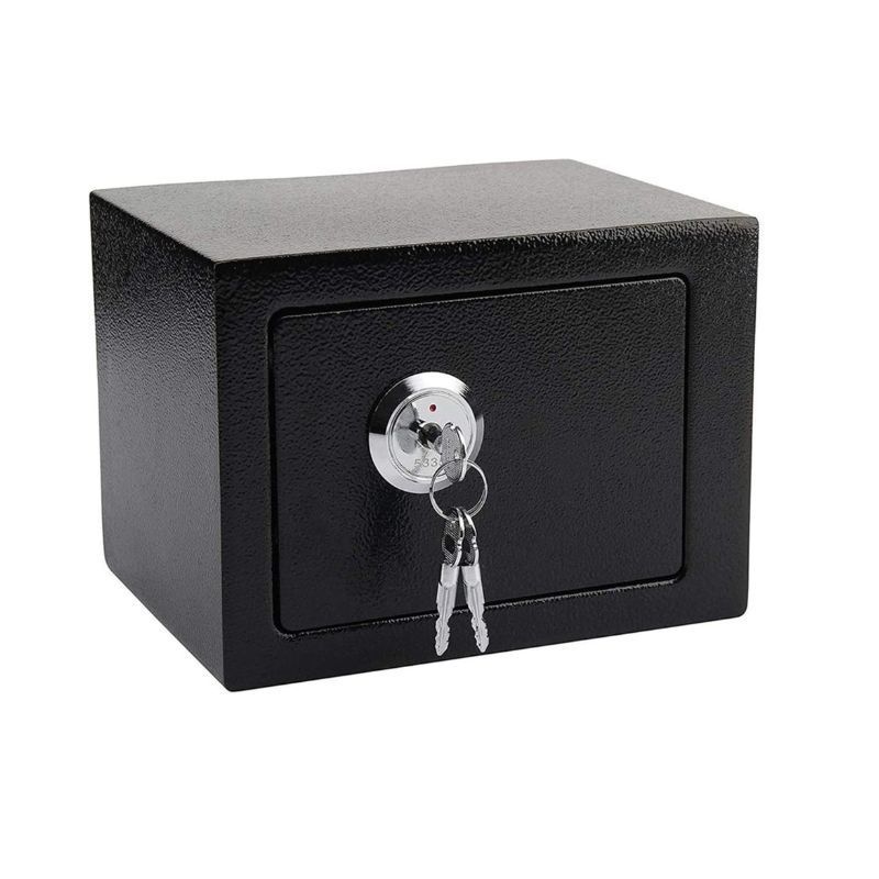 Steel Mechanical Home Safety Box with Key Lock Small Durable Hard Safe for Money Cash Deposit Jewelry File