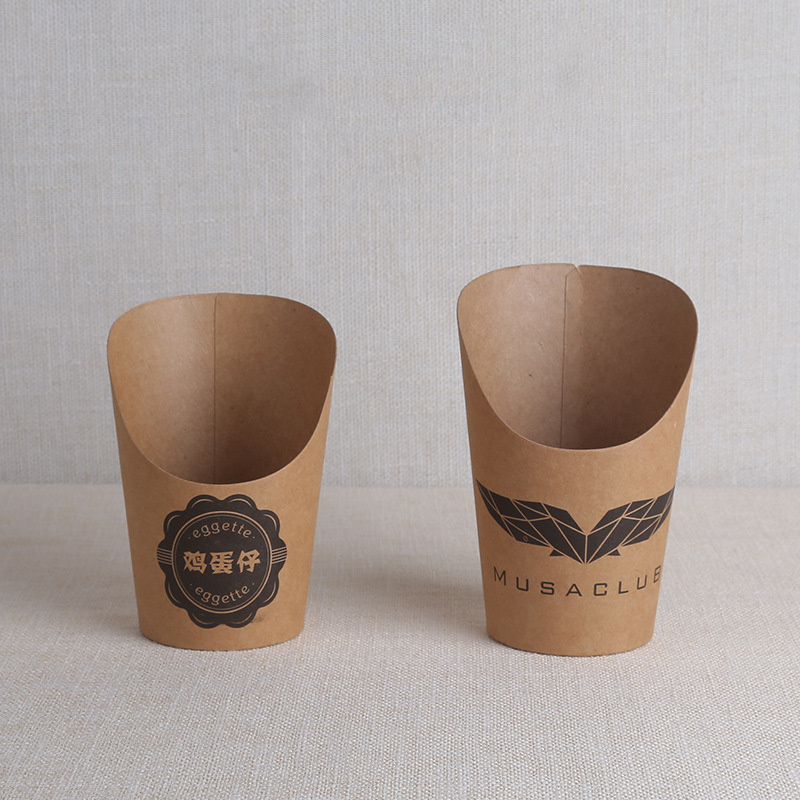 Wholesale Disposable Thick French Fries Kraft Paper Cup Pack Box Eco-friendly Paper Box