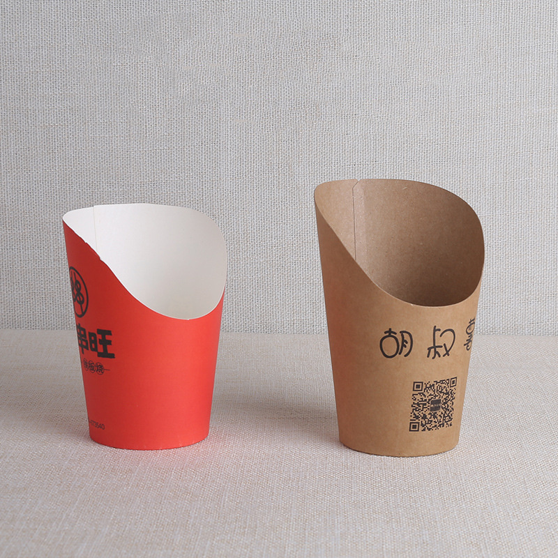 Wholesale Disposable Thick French Fries Kraft Paper Cup Pack Box Eco-friendly Paper Box