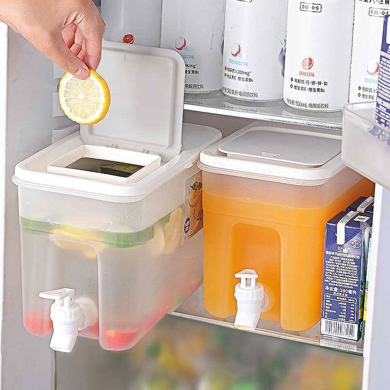 Wholesale 3.5L Clear Plastic Cold Water Kettle With Faucet In Refrigerator Beverage Fruit Tea Dispenser Large Capacity For Home