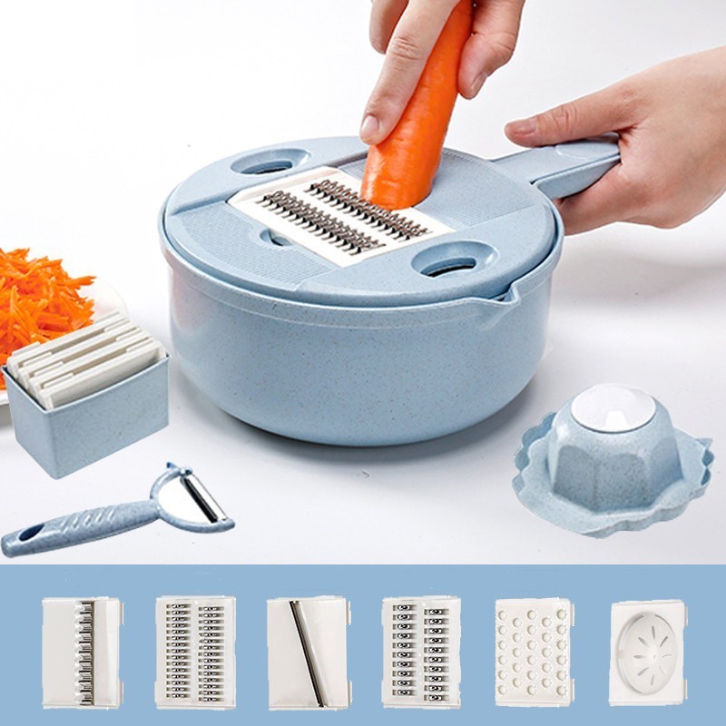 New Multifunctional Fullstar Fruit Vegetable Chopper - Spiralizer Steel Food Grater Cutter & Slicer Manual 12 Set For Kitchen