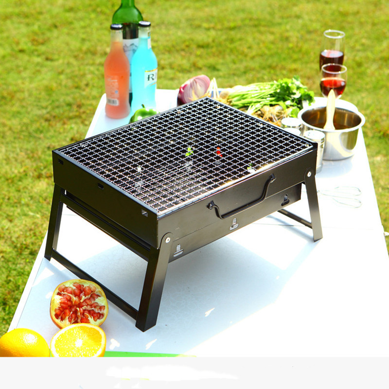 New Foldable Portable Barbecue Charcoal Grill Stainless Steel Mesh Camping Outdoor Folding BBQ Table Thickened For Kitchen