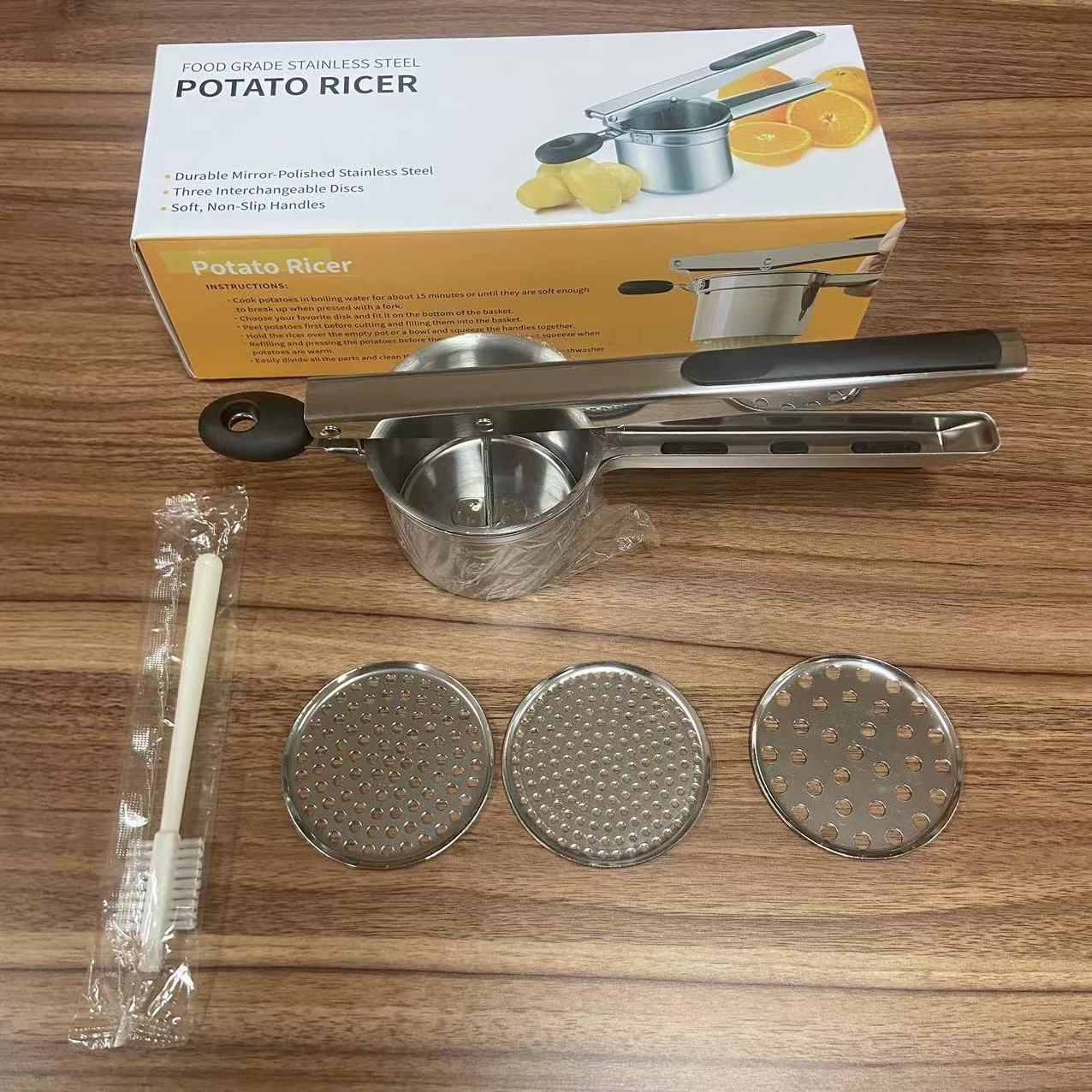 Hot Selling Stainless Steel Easily Potato Ricer And Garlic Masher Mashed Ginger Press Multifunctional Manual Crusher For Kitchen