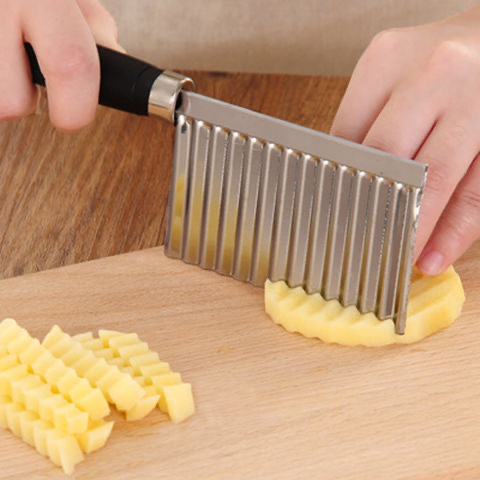 Factory Manual Stainless Steel Potato Chip Crinkle Cutter Slicer Wavy French Fries Fry Knife Multifunctional Chopper For Kitchen