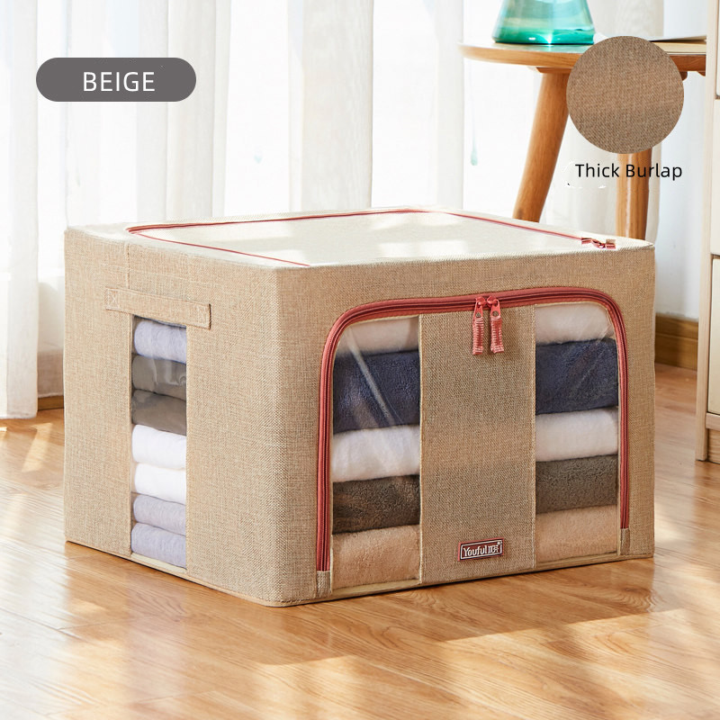 Factory Oxford Wardrobe Foldable Clothes Organizer Closet Portable Folding 66L Storage Box With Steel Frame For Sundries Bedroom