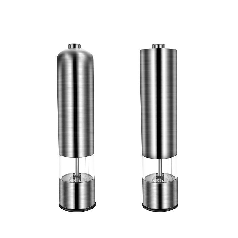 New Stainless Steel Electric Gravity Salt And Pepper Grinder Set With LED USB Rechargeable Hand Spice Herb Mill Logo For Kitchen