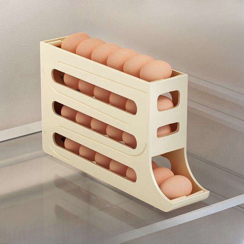 Wholesale Plastic Kitchen Automatic 30 Egg Rolling Dispenser Fridge Holder Storage Box Organizer Rack 4 Layers For Refrigerator