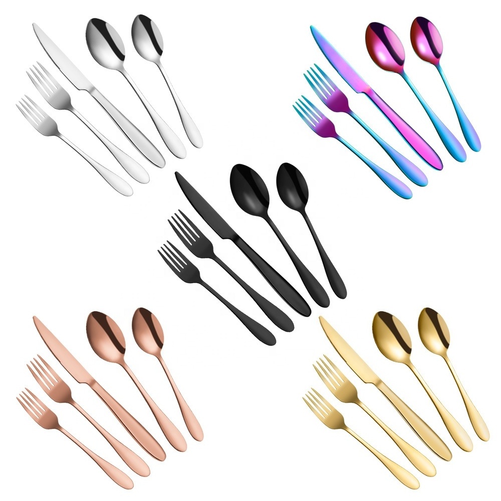 Factory direct selling 1010 flatware set knife fork spoon and tea spoon 20 pcs stainless steel 430 tableware set with gift box