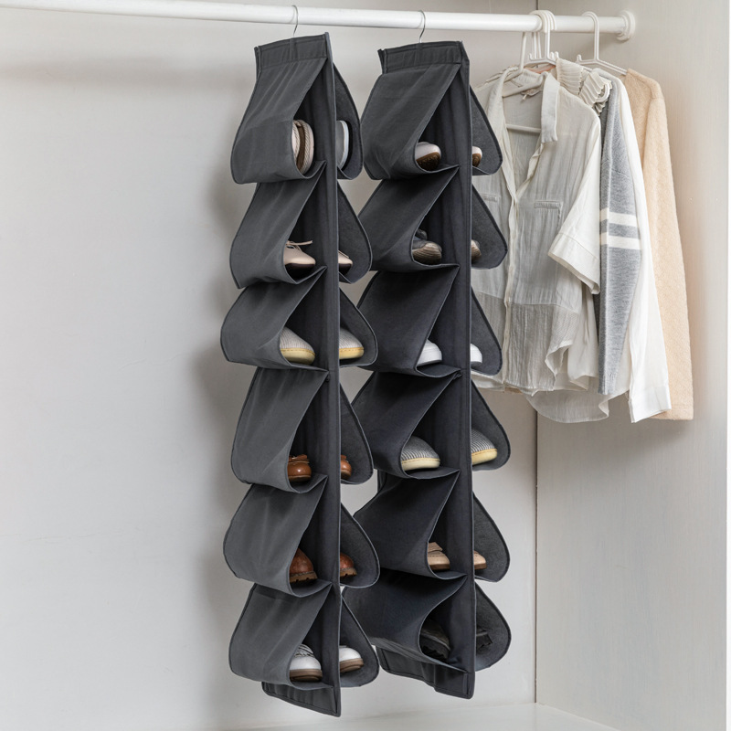 Non-woven Fabrics12-Slot Hanging Shoes Storage Holder Closet Organizer Wardrobe Storage Shoes Organizer