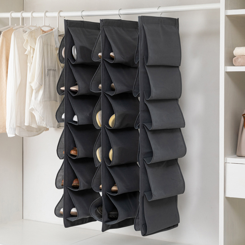 Non-woven Fabrics12-Slot Hanging Shoes Storage Holder Closet Organizer Wardrobe Storage Shoes Organizer