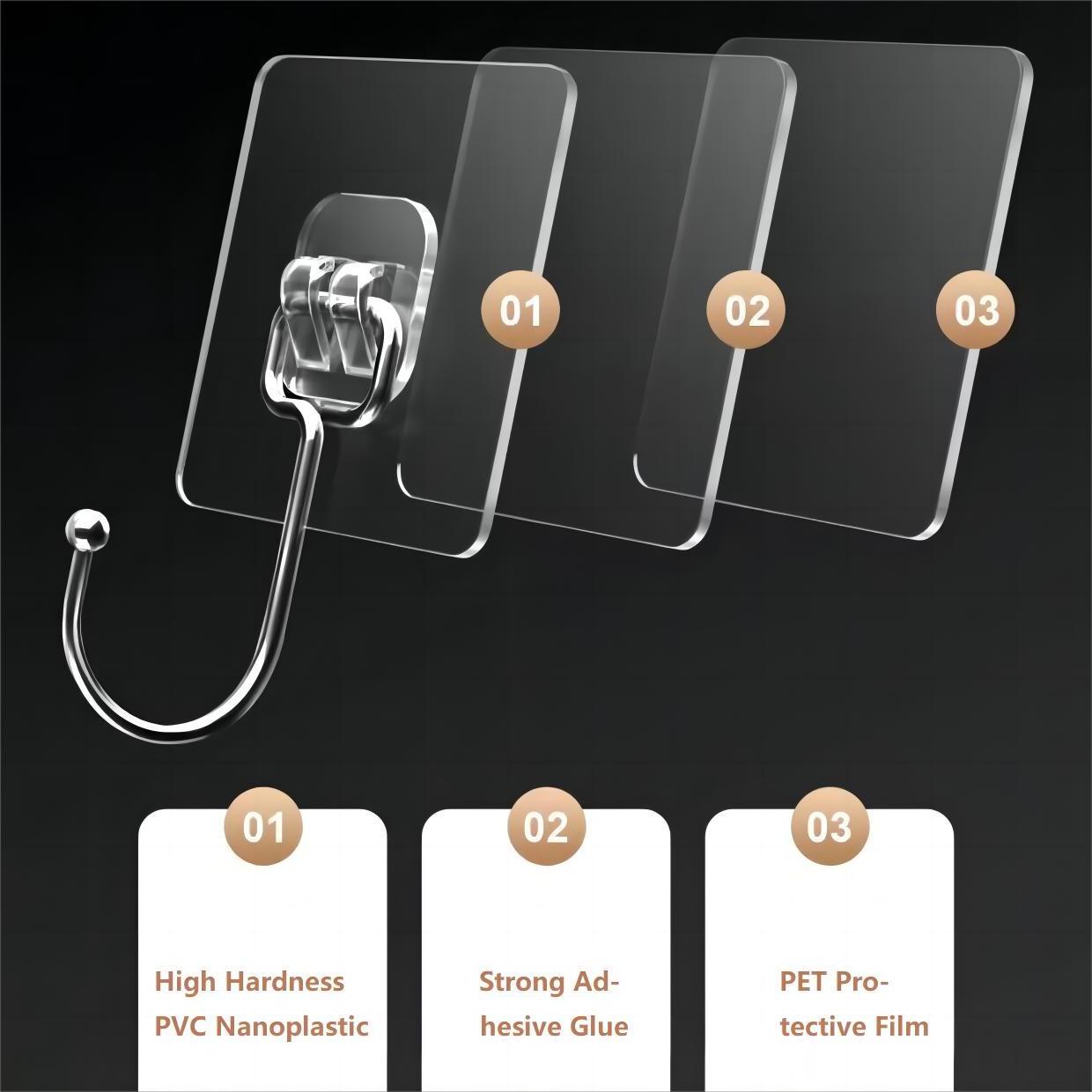 75 wires Strong Loading Bearing Capacity Self-adhesive PVC Sticker Coat Hook Clothes Hanger Neatening Storage