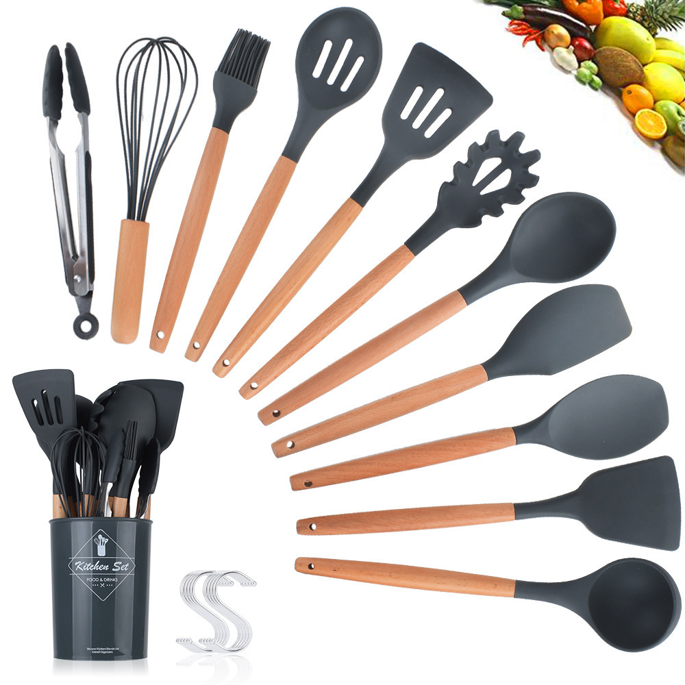 High Quality Silicone Cooking Utensils 12 Pieces Eco-friendly Silicone Kitchen Accessories Utensils Set