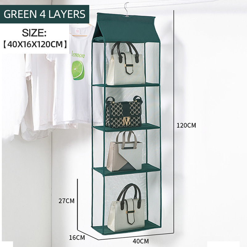 2/3/4 Leyers Dust-proof Wardrobe Closet Storage Holder Bag Wall Hanging Handbag Organizer home storage & organization