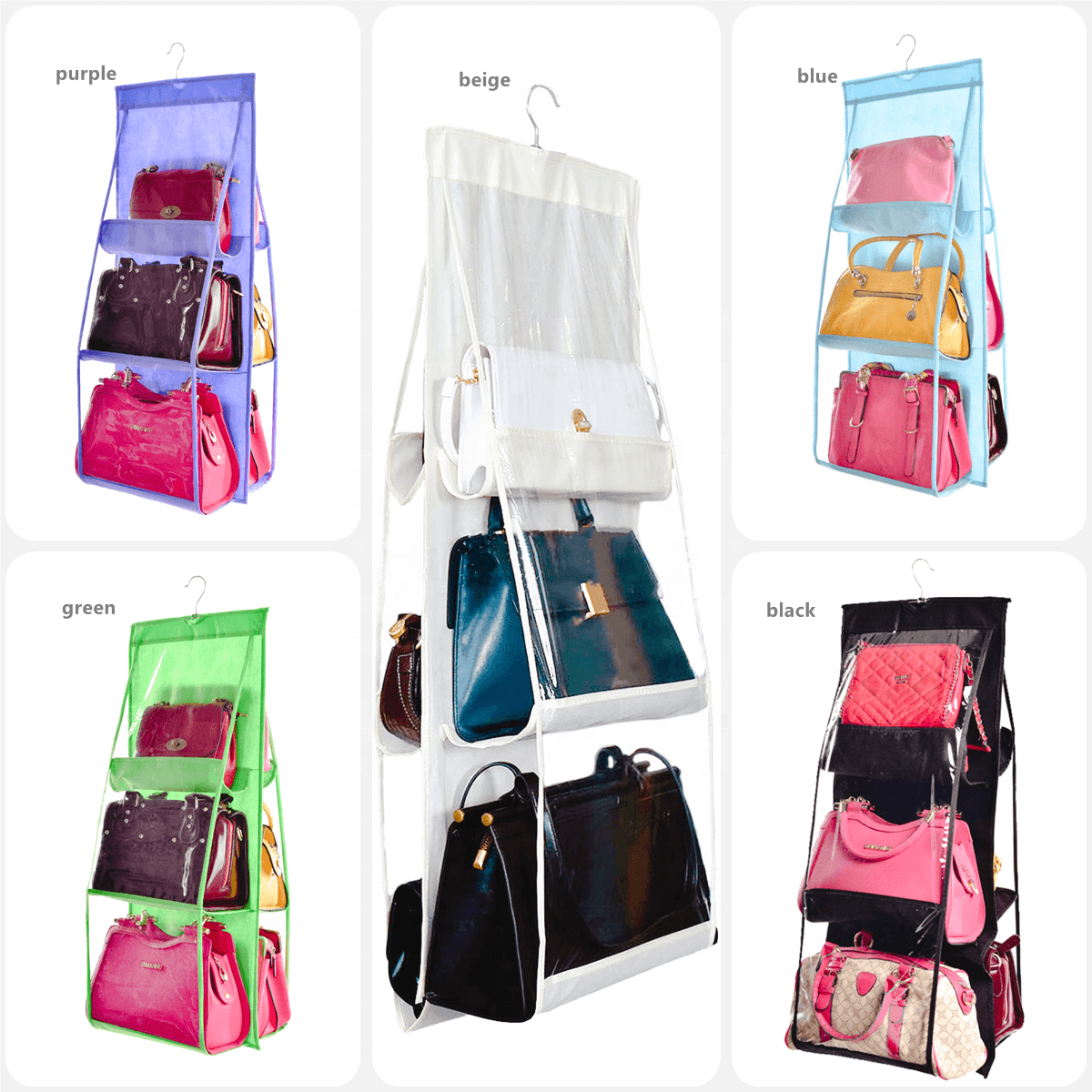 35 * 35 * 90cm Dust-proof wardrobe closet storage bag hanging bag wall removable handbag hanging Handbag Wallet Storage