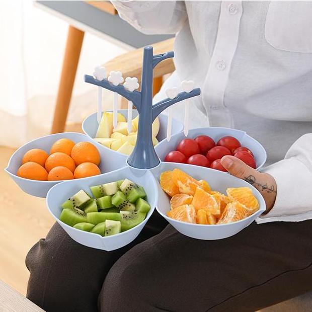 Flower-shaped Compote Lattice Snack Plate Fruit Dish  Snack Tray Candy Plate Fruit Platter Fruit Bowl With Forks