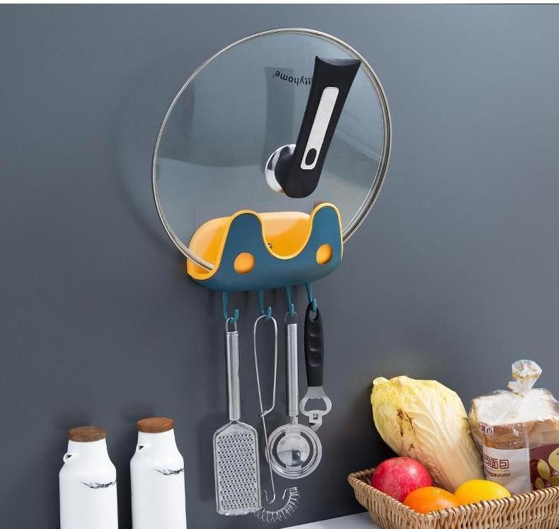 Pot Lids Rack Pot Covers Holder Storage Rack Holder With Four Hooks For Kitchen Cutting Board Pan Pot Lid Cover