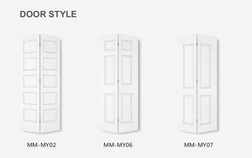 2024 New Style Hollow Core White Molded Bifold Bypass 4 Panels Closet Door with Sliding Hardware